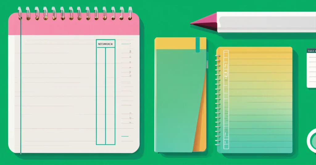 Cómo organizar tu día en 10 minutos y aumentar tu productividad 2 Ilustración de un bloc de notas para organizar tu día.